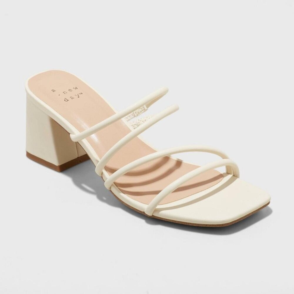 Women's Blakely Mule Heels with Memory Foam Insole - A New Day™ Cream 12